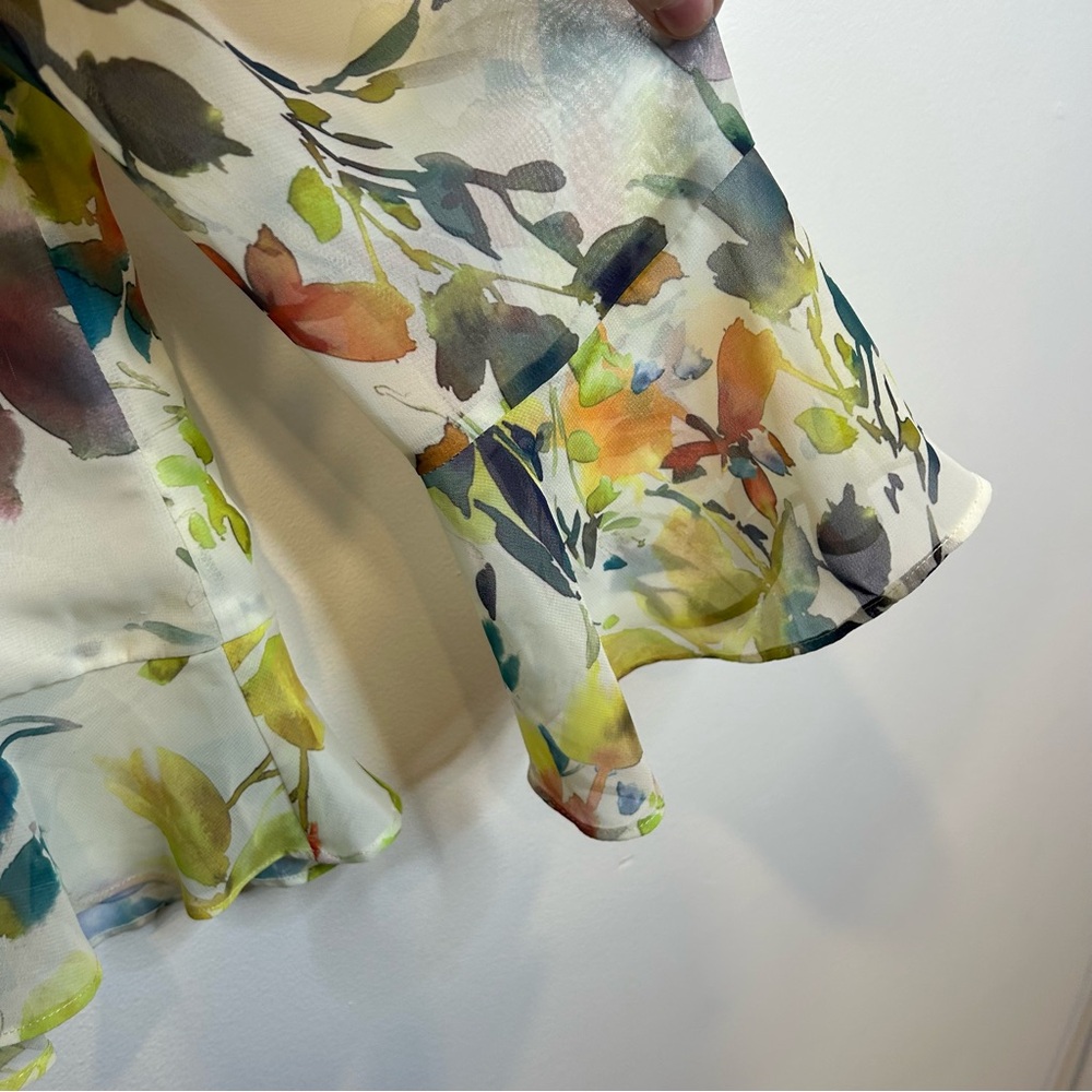Laura Ruffle Front Floral Print Blouse Cream - Picture 5 of 9